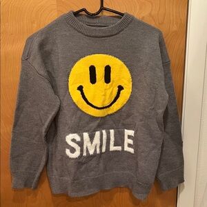 Gray Smiley Face Sweater